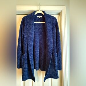 Orvis Women's Navy Blue Open Front Chenille Cardigan size XS